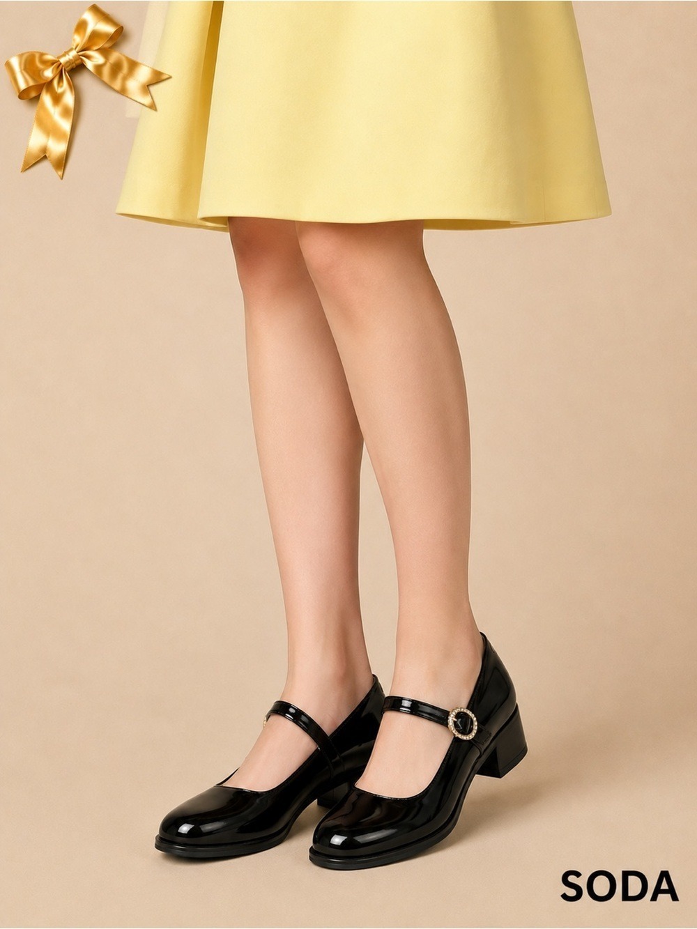 Soda Glossy Buckle Mary Jane Flats Size 9 NWT